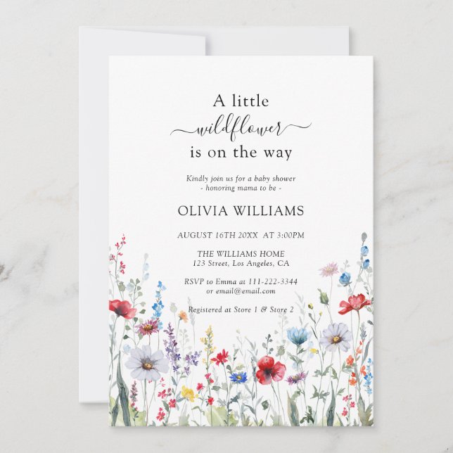 Invitación Baby Shower Wild Flower Meadow (Anverso)