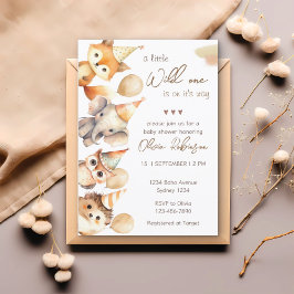 Invitación Baby Shower Wild One Animals Boy