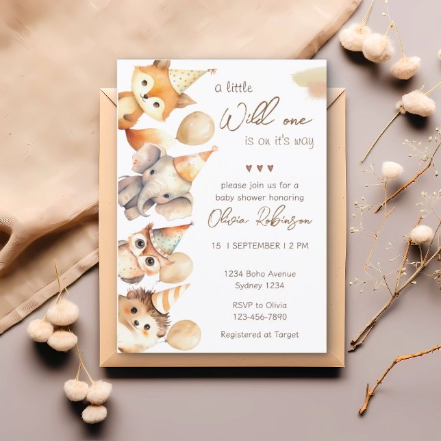Invitación Baby Shower Wild One Animals Boy (Subido por el creador)