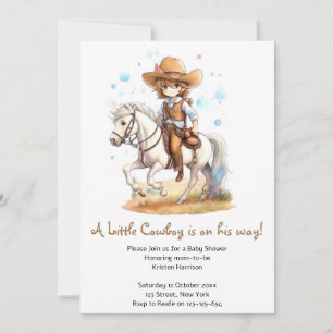 Invitación Baby Shower Wild West inspirado en el cowboy
