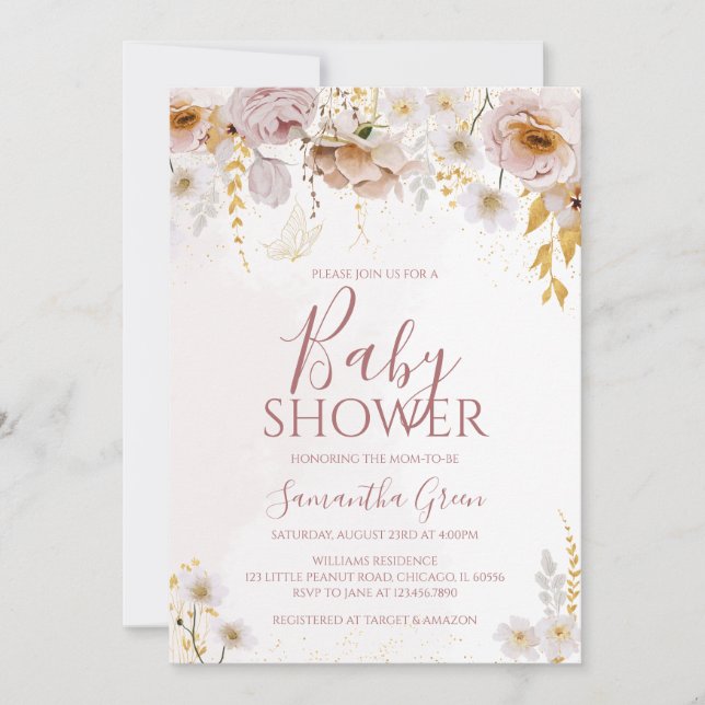 Invitación Baby Shower Wildflower (Anverso)