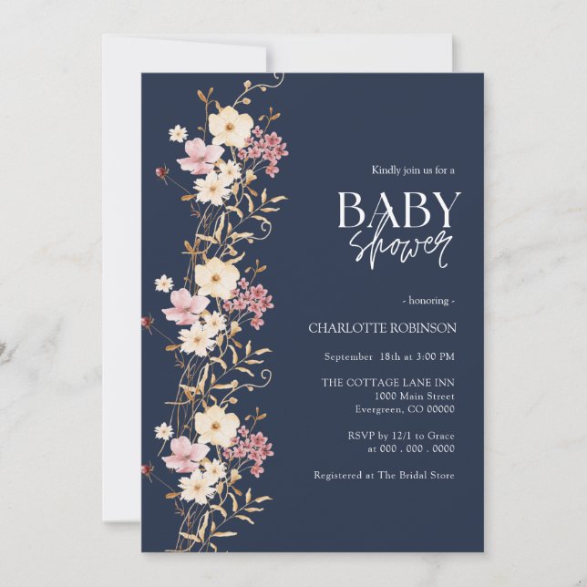 Invitación Baby Shower Wildflower (Anverso)