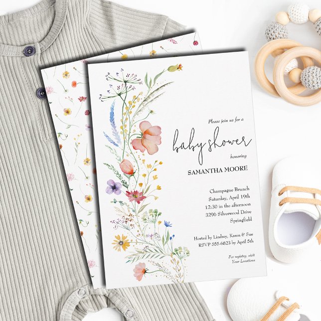 Invitación Baby Shower Wildflower (Wildflower baby shower invitations - PRINTED and/or INSTANT DOWNLOAD)