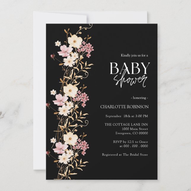 Invitación Baby Shower Wildflower (Anverso)