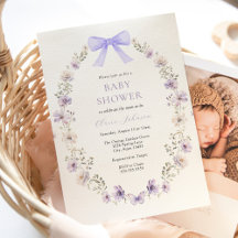 Baby Shower Wildflower Purple Bow