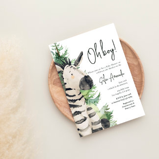 Invitación Baby Shower Woodland Cute Animal Zebras