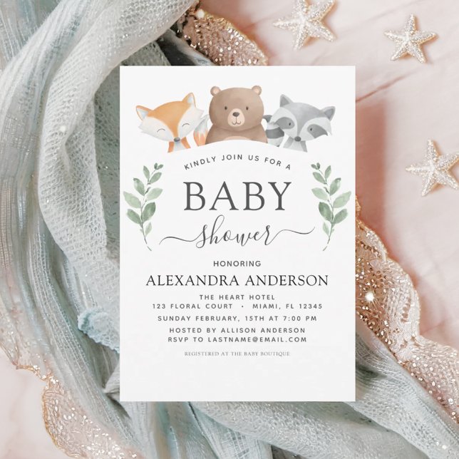 Invitación Baby Shower Woodland Eucalyptus Greenery (Subido por el creador)