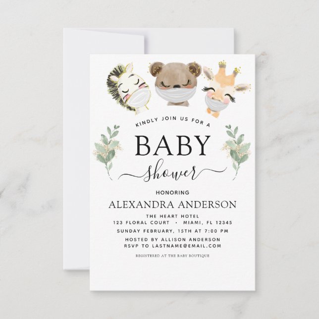 Invitación Baby Shower Woodland Eucalyptus Greenery (Anverso)