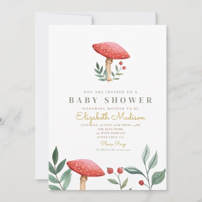 Invitación Baby Shower Woodland Forest (Anverso)