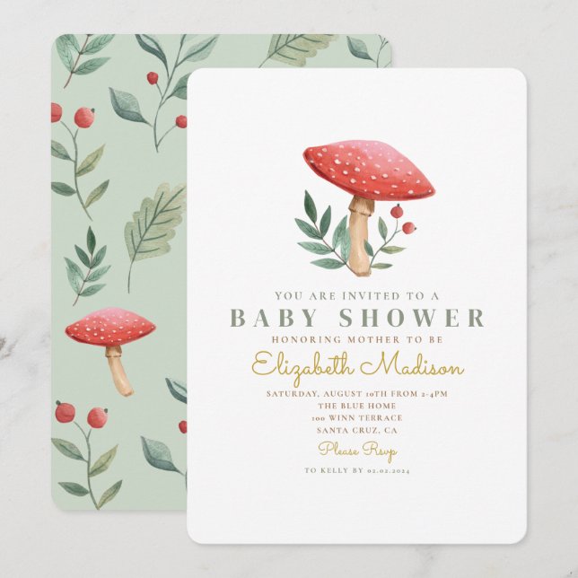 Invitación Baby Shower Woodland Forest (Anverso / Reverso)
