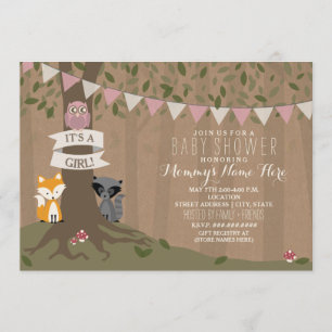 Invitación Baby Shower Woodland inspirado en cardstock - Chic