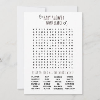 Invitación Baby Shower Word Search Fun