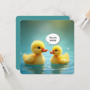 Invitación Baby Shower Yellow Ducklings