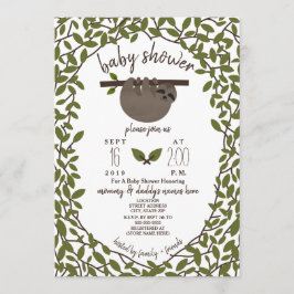 Invitación Baby Sloth Baby Shower Greenery