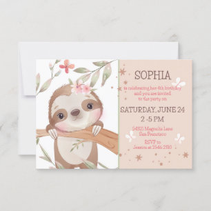 Invitación Baby Sloth en Tree Birthday