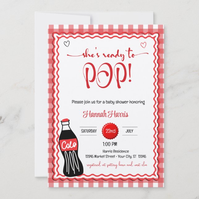 Invitación Baby Soda Ready to POP! Baby Shower  (Anverso)
