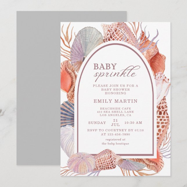 Invitación Baby Sprinkle Beach Seasheles Baby Shower (Anverso / Reverso)