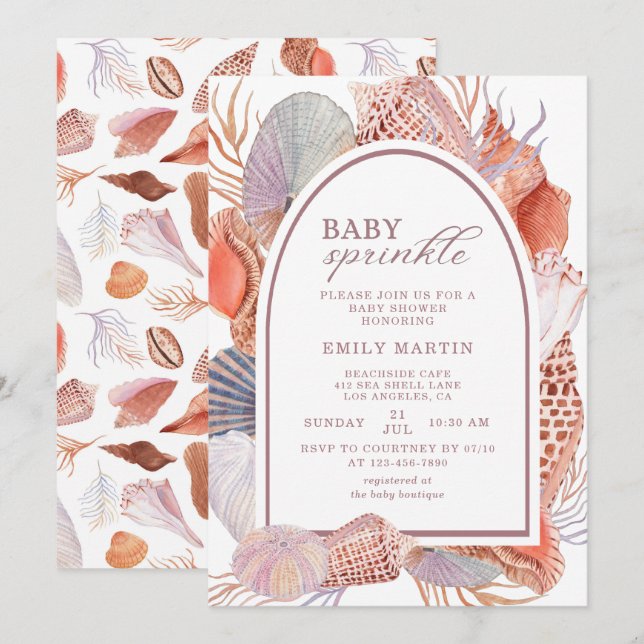 Invitación Baby Sprinkle Beach Seasheles Baby Shower (Anverso / Reverso)