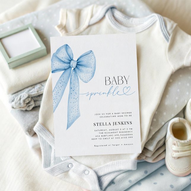 Invitación Baby Sprinkle Blue Bow Baby Shower Invitation (Subido por el creador)