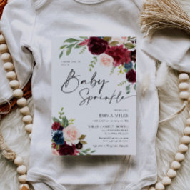 Invitación Baby Sprinkle, Boho Burgundy Rubor Baby Shower