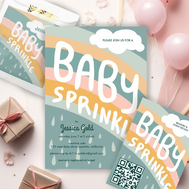 Invitación BABY SPRINKLE Cute nubes Personalizado de lluvia a (BABY SPRINKLE Cute Clouds Rainbow Rain Custom Invitation
)