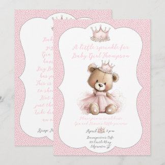 Invitación Baby Sprinkle Invitation Teddy Bear Princess