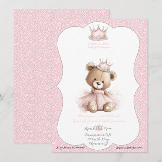 Invitación Baby Sprinkle Invitation Teddy Bear Princess