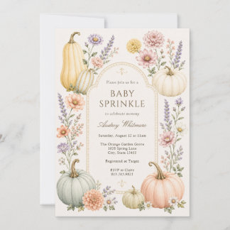 Invitación Baby Sprinkle Otoñal Elegante | Calabazas de Flore