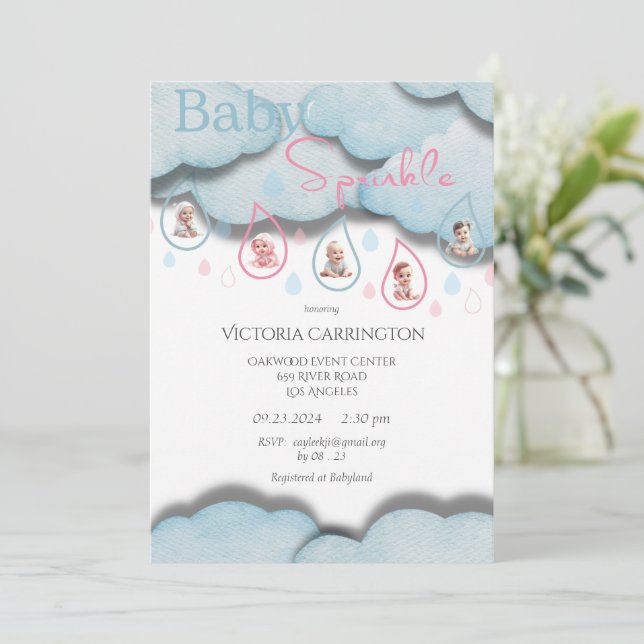 Invitación Baby Sprinkle Pink Blue Baby Shower (Anverso de pie)