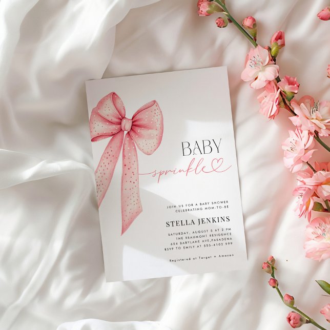 Invitación Baby Sprinkle Pink Bow Baby Shower Invitation (Subido por el creador)