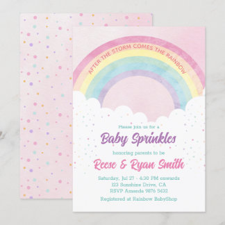 Invitación Baby Sprinkles Pastel Rainbow Baby Shower