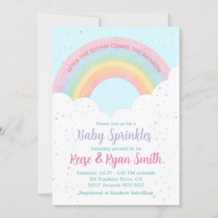 Invitación Baby Sprinkles Pastel Rainbow Baby Shower