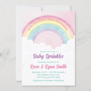Invitación Baby Sprinkles Pastel Rainbow Baby Shower