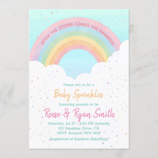 Invitación Baby Sprinkles Pastel Rainbow Baby Shower