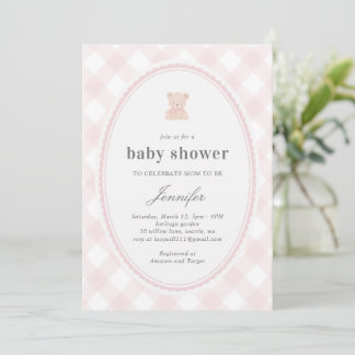 Invitación Baby Teddy bear Baby shower_Pink 