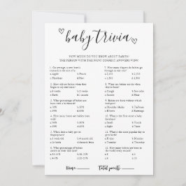 Invitación Baby Trivia Baby Shower Game Card