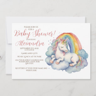 Invitación Baby Unicorn Chica Baby Shower