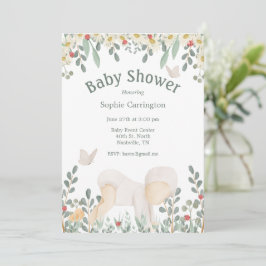 Invitación Baby Watercolor Floral Typography Baby Shower