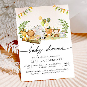 Invitación Baby Wild Animals Jungle Chica Baby Shower