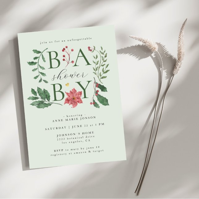 Invitación Baby Winter Blooms Classy Botanical Baby Shower (Subido por el creador)