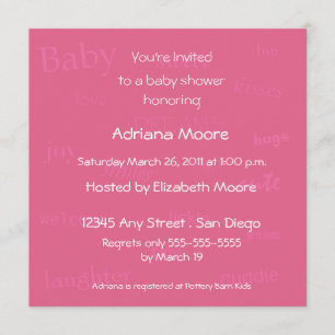 Invitación Baby Words Baby Shower Invitation-honeysucle