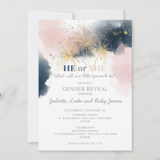 Invitación Baby You're a Firework Gender Reveal Party Invitat