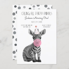 Invitación Baby Zebra negro y blanco Cumpleaños