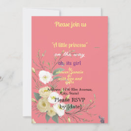 Invitación BABYgirl SHOWER color rosa FLORAL ART