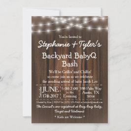 Invitación BabyQ Backyard Bash ilumina Baby Shower rústico ma