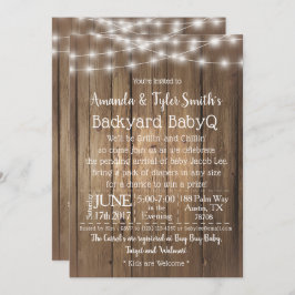 Invitación BabyQ Backyard BBQ Bash Madera Rustic Sexo Neutral