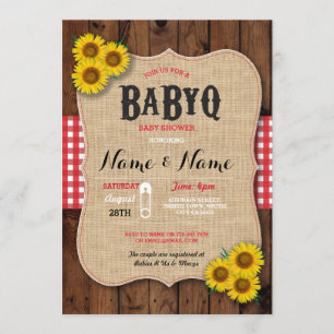 Invitación BaByQ BBQ Baby Shower Invite al Girasol Rojo