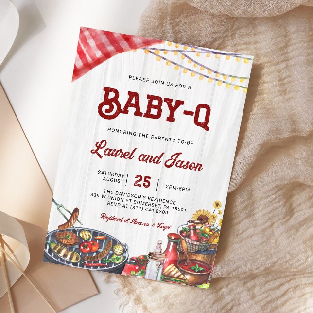 Invitación BabyQ BBQ Backyard Parejas Cocinan Rústico Baby Sh (Subido por el creador)