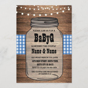 Invitación BaByQ es un chico de Baby Shower Blue Check Invite