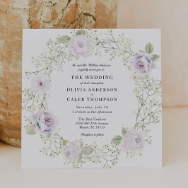 Invitación Baby's Breath and Purple Roses Wedding
